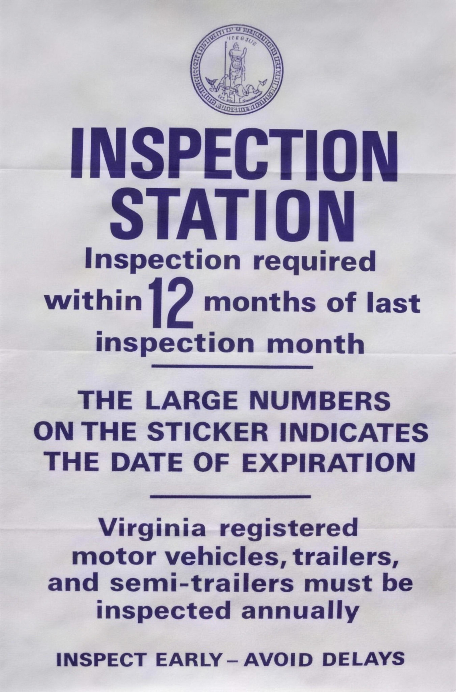 Virginia Safety Inspection poster
